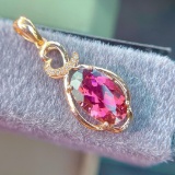 14k Gold 2.55 Ct Natural Tourmaline & Diamond Pendant( Without Chain )