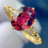 14k Gold 2.1 Ct Natural Tourmaline & Diamond Ring
