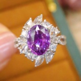 14k Gold 2.81 Ctw Natural Sapphire & Diamond Ring