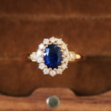 14k Gold 2.05 Ctw Natural Sapphire & Diamond Ring