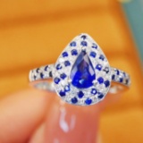 14k Gold 0.99 Ctw Natural Sapphire & Diamond Ring