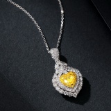 14k Gold 1.75 Ctw Natural Yellow Diamond & Diamond Pendant( Without Chain )