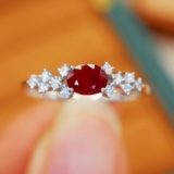 14k Gold 0.58 Ctw Natural Ruby & Diamond Ring