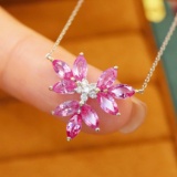 14k Gold 1.96 Ctw Natural Sapphire & Diamond Necklace