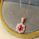 14k Gold 0.77 Ctw Natural Ruby & Diamond Pendant( Without Chain )