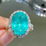 14k Gold 6.5 Ct Natural Paraiba Tourmaline & Diamond Ring