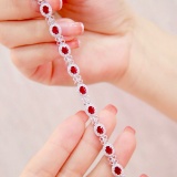 14k Gold 7.22 Ctw Natural Ruby & Diamond Bracelet