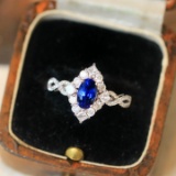 14k Gold 1.66 Ctw Natural Sapphire & Diamond Ring
