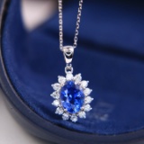 14k Gold 2.46 Ctw Natural Sapphire & Diamond Pendant( Without Chain )