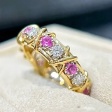 14k Gold 1.46 Ctw Natural Sapphire & Diamond Ring