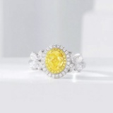 14k Gold 1.00 Ct Natural Yellow Diamond & Diamond Ring