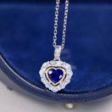 14k Gold 0.87 Ctw Natural Sapphire & Diamond Pendant( Without Chain )