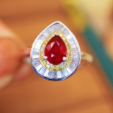 14k Gold 1.08 Ctw Natural Ruby & Diamond Ring