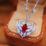14k Gold 0.94 Ctw Natural Ruby & Diamond Necklace