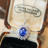 14k Gold 1.98 Ctw Natural Sapphire & Diamond Pendant( Without Chain )