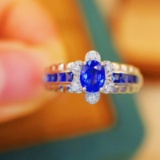 14k Gold 1.11 Ctw Natural Sapphire & Diamond Ring