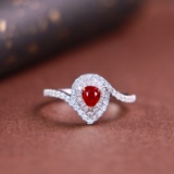 14k Gold 0.73 Ctw Natural Ruby & Diamond Ring