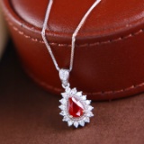 14k Gold 0.72 Ctw Natural Ruby & Diamond Pendant( Without Chain )