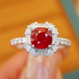 14k Gold 1.47 Ctw Natural Ruby & Diamond Ring