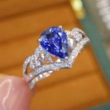 14k Gold 1.56 Ctw Natural Sapphire & Diamond Ring