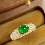 14k Gold 1.79 Ctw Vivid Green Natural Emerald & Diamond Ring