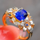 14k Gold 1.49 Ctw Natural Sapphire & Diamond Ring
