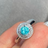 14k Gold 0.44 Ct Natural Paraiba Tourmaline & Diamond Ring