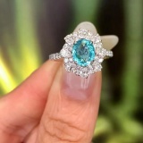 14k Gold 2.30 Ctw Natural Paraiba Tourmaline & Diamond Ring