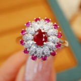 14k Gold 0.85 Ctw Natural Ruby & Ruby Ring