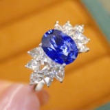 14k Gold 2.24 Ctw Natural Sapphire & Diamond Ring