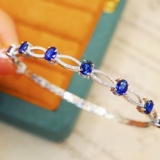 14k Gold 2.89 Ctw Natural Sapphire & Diamond Bangle