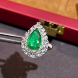 14k Gold 3.94 Ctw Vivid Green Natural Emerald & Sapphire Ring