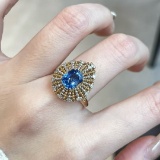 14k Gold 1.88 Ct Natural Sapphire & Diamond Ring