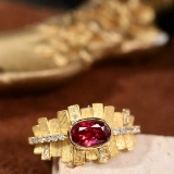 14k Gold 0.71 Ctw Natural Ruby & Diamond Ring