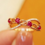 14k Gold 0.47 Ctw Natural Ruby & Diamond Ring