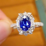14k Gold 1.66 Ctw Natural Sapphire & Diamond Ring