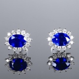 14k Gold 2.52 Ctw Natural Sapphire & Diamond Earrings