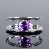 14k Gold 0.94 Ctw Natural Sapphire & Diamond Ring