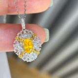 14k Gold 0.7 Ct Natural Sapphire & Diamond & Sapphire Pendant( Without Chain )