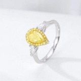 14k Gold 1.00 Ct Natural Yellow Diamond & Diamond Ring