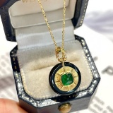 14k Gold 0.3 Ct Vivid Green Natural Emerald & Diamond Pendant( Without Chain )