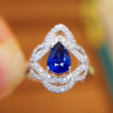14k Gold 1.56 Ctw Natural Sapphire & Diamond Ring
