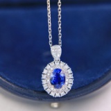 14k Gold 1.45 Ctw Natural Sapphire & Diamond Pendant( Without Chain )