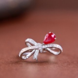 14k Gold 0.96 Ctw Natural Ruby & Diamond Ring
