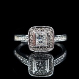 Gia Certified 14k Gold 0.31 Ct Natural E Vvs1 Princess Diamond Ring