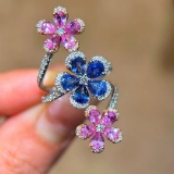 14k Gold 3.72 Ctw Natural Sapphire & Sapphire Ring