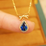 14k Gold 1.0 Ct Natural Sapphire & Diamond Necklace
