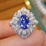14k Gold 1.97 Ctw Natural Sapphire & Diamond Ring