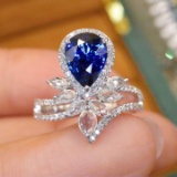 14k Gold 2.11 Ctw Natural Sapphire & Diamond Ring