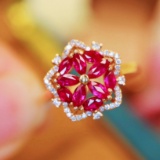 14k Gold 1.25 Ctw Natural Ruby & Diamond Ring